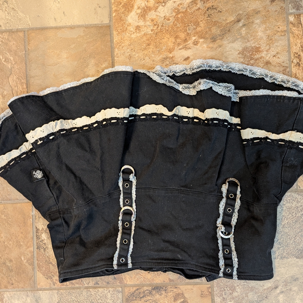 Black Corset Skirt with Lace Trim